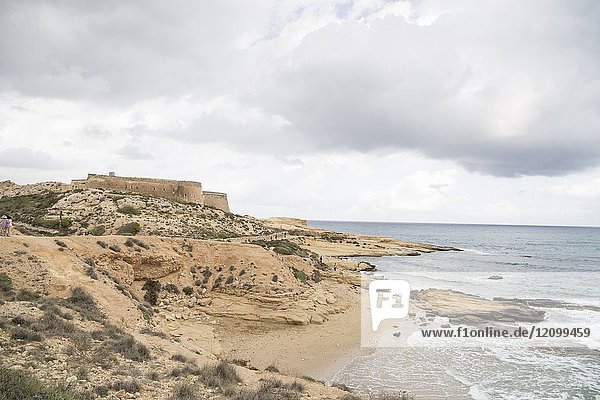 El Playazo beach in Cabo de Gata Almeria Andalusia  Spain San Ramon castle.