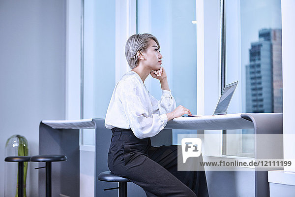 Businesswoman using laptop