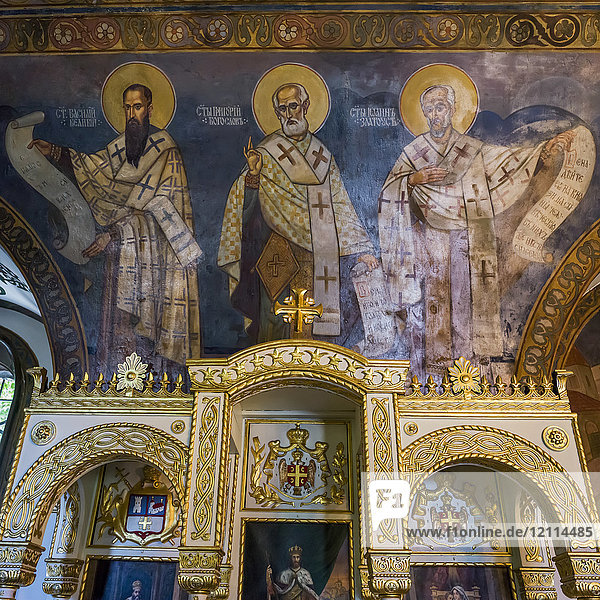 Buntes Kunstwerk in der serbisch-orthodoxen Kirche in der Belgrader Festung  Ruzica-Kirche; Belgrad  Vojvodina  Serbien