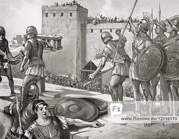 Die Belagerung von Potidaea durch die Athener  432 v. Chr. Aus Hutchinson's History of the Nations  veröffentlicht 1915.