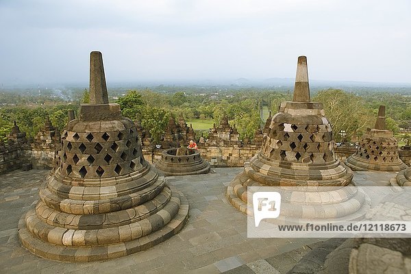 Stupas  Buddhistische Tempelanlage Borobudur  Yogyakarta  Java  Indonesien  Asien