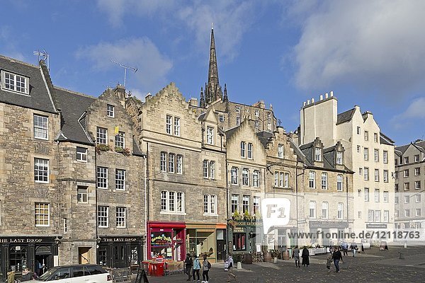 Alte Giebelhäuser  Grassmarket  Edinburgh  Schottland  Großbritannien