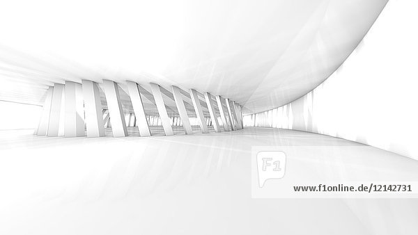 Leere weiße Halle in einem modernen Gebäude  3D-Rendering