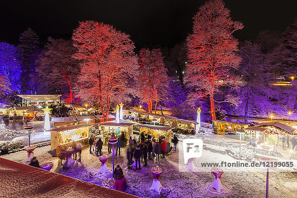 Germany  Bad Wildbad  lighted Christmas market at spa park