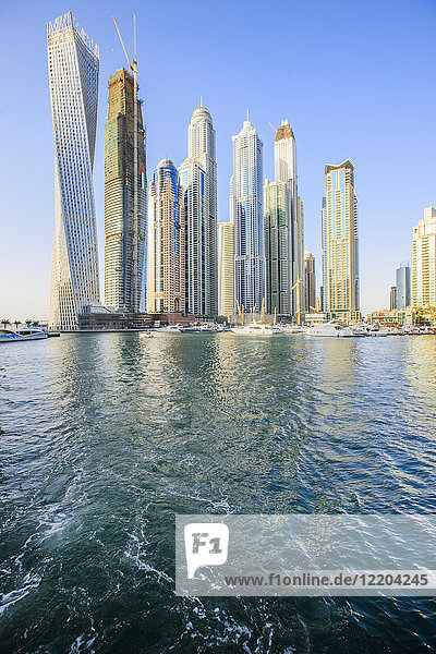 United Arab Emirates  Dubai  Dubai Marina with Cayan Tower left