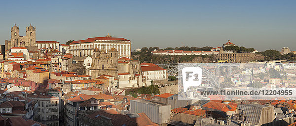 Ribeira-Viertel  UNESCO-Weltkulturerbe  Kathedrale  Bischofspalast  Brücke Ponte Dom Luis I  Porto (Porto)  Portugal  Europa
