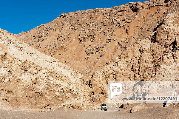 Truck on Valle de la Luna (Valley of the Moon)  Atacama Desert  Chile