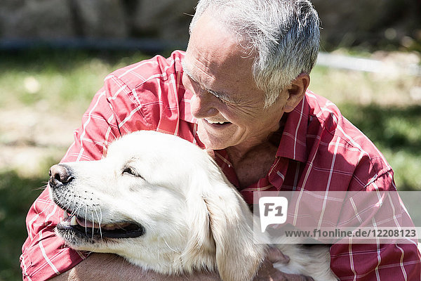 Man and pet dog