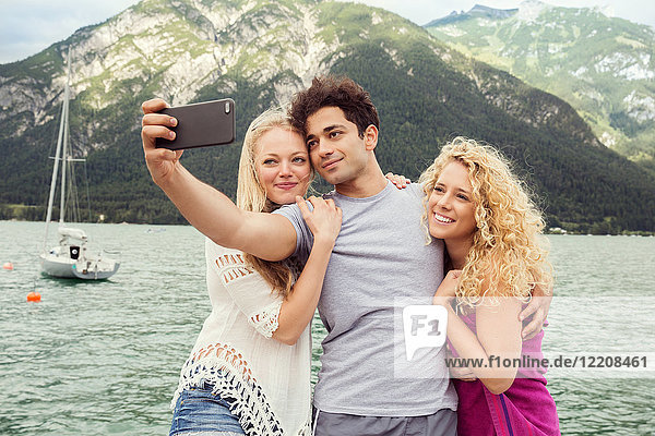 Friends taking selfie  Innsbruck  Tirol  Austria  Europe