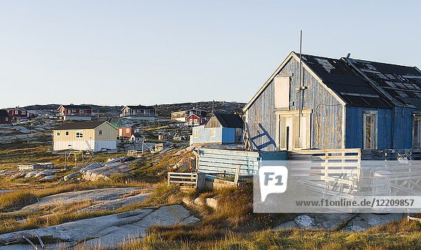 The Inuit village Oqaatsut (once called Rodebay) located in the Disko Bay. America North America Greenland Denmark.