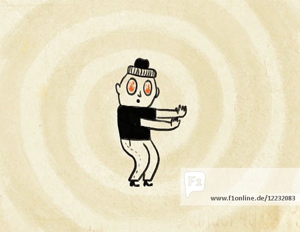 Mann mit flammenden Augen tanzende Animation