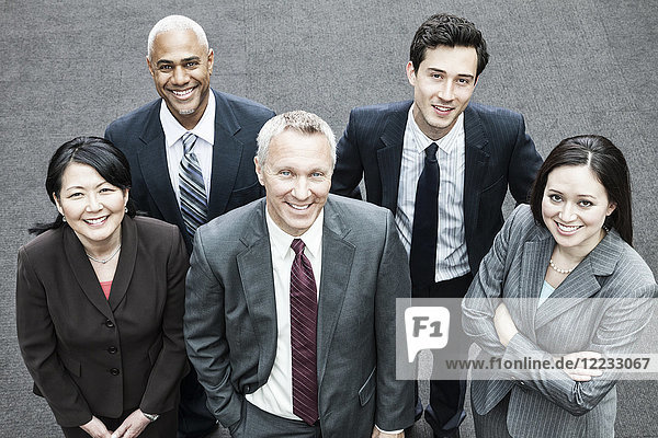 Closeup of a mixed race group of business people