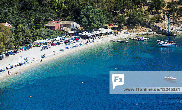Blick über den Strand von Kerasia  Korfu  Ionische Inseln  Griechische Inseln  Griechenland  Europa