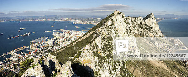 Looking north from O'Hara's Battery along the crest of the Rock Gibraltar Europe