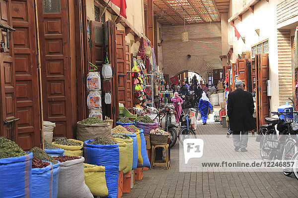 Gewürzmarkt  Souk  Mellah (Altes jüdisches Viertel)  Marrakesch (Marrakech)  Marokko  Nordafrika  Afrika