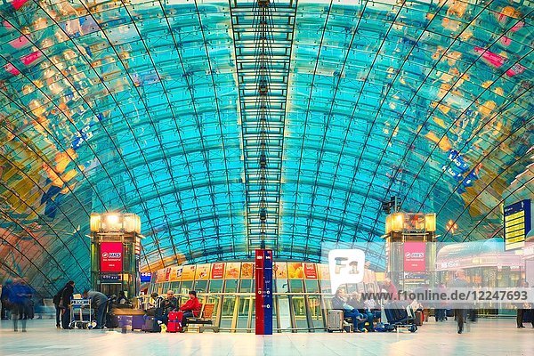 Halle Der Platz über dem Fernbahnhof am Frankfurter Flughafen  Hessen  Deutschland  Europa