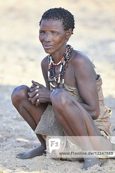 San Woman  Bushman tribe  Kalahari  Namibia  Africa