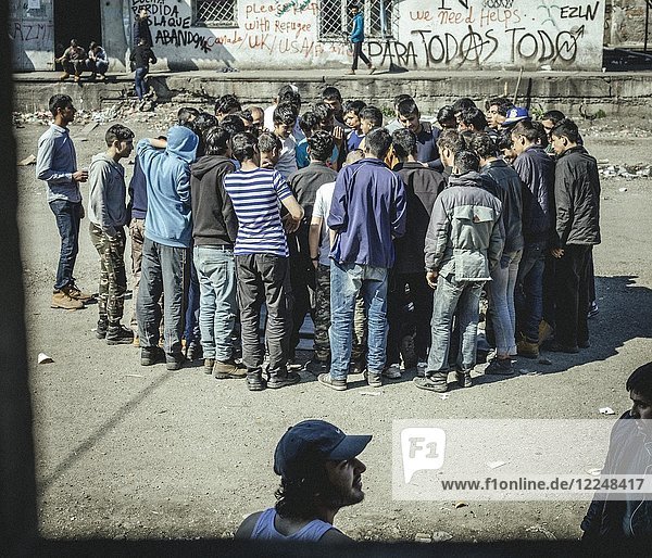 Refugees  Afghani  Pakistani youth  abandoned department store  Belgrade  Serbia  Europe