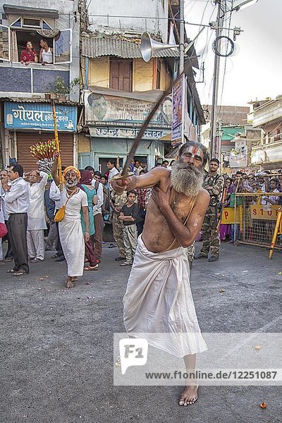 Sadhus during Hindu festival Kumbh Mela  Ujjain  India  Asia