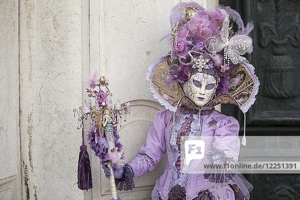 Woman in historical costume  Carnival costume  Carnival in Venice  Italy  Europe