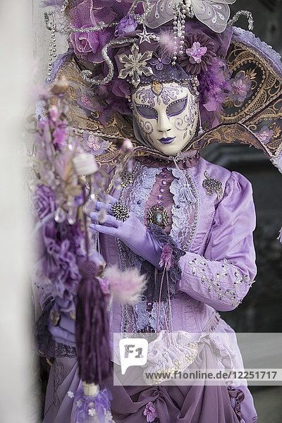 Woman in historical costume  Carnival costume  Carnival in Venice  Italy  Europe