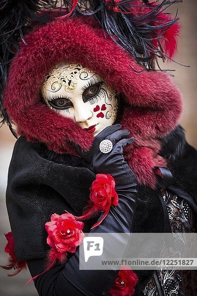 Woman in Carnival costume  Carnival in Venice  Italy  Europe