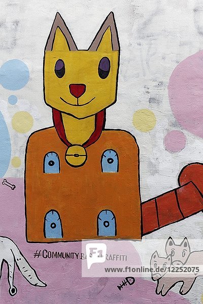 Funny Cat  Graffiti  Sathon  Bangkok  Thailand  Asia