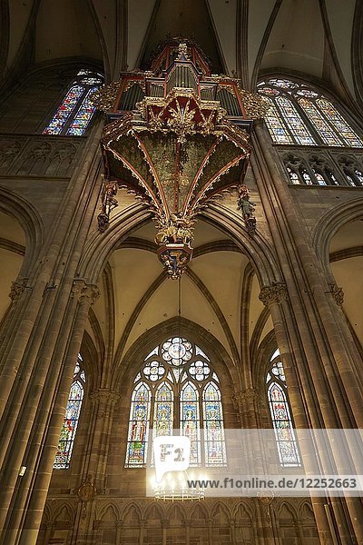 Orgel gotische Schwalbennestorgel im Langhaus Straßburger Münster Straßburg Elsass Frankreich Europa