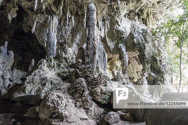 Eingang mit Stalagmiten in der Tropfsteinhöhle  Bor Thor  Ban Bo Tho  Krabi  Thailand  Asien