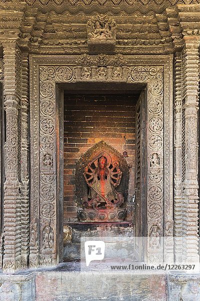Uma Maheshwar Tempel  Tempel-Gottheit Statue  Kirtipur  Nepal  Asien