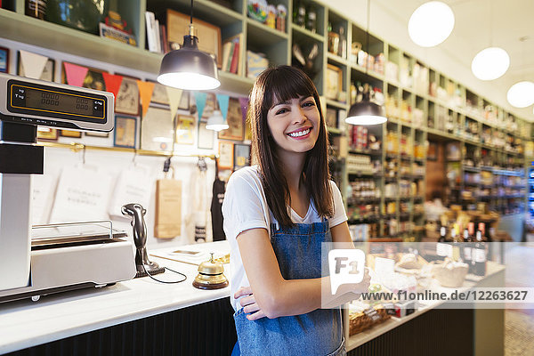 Portrait of smiling woman in a store