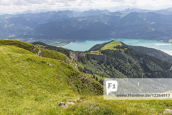 Austria  Salzkammergut  View from Mountain Schafberg to Lake Wolfgangsee