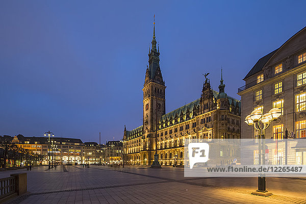Deutschland  Hamburg  Rathaus zur blauen Stunde