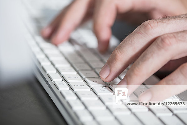 Hands on keyboard close-up