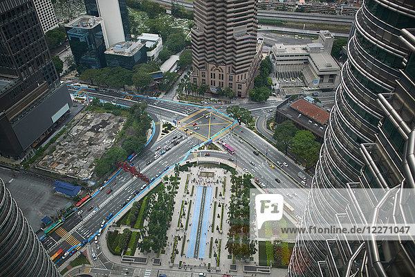 Erhöhte Aussicht von Petronas-Türmen,  Kuala Lumpur,  Malaysia