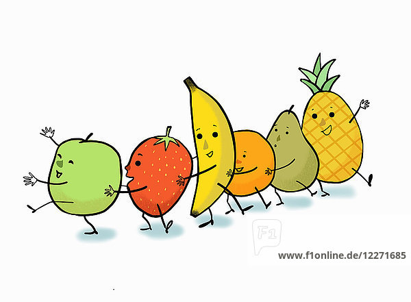 Fröhliche Früchte tanzen den Conga