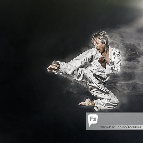Image composite of Japanese karate athlete