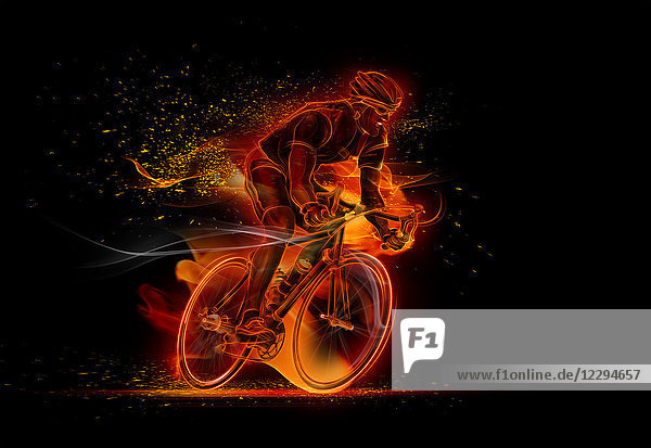 Computer generated image of male cyclist cycling