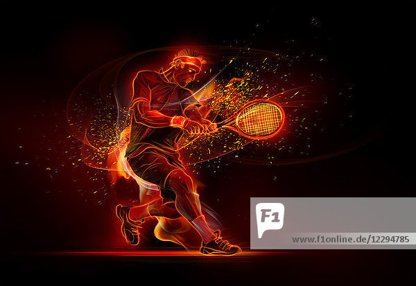 Computer generated image strong male tennis player