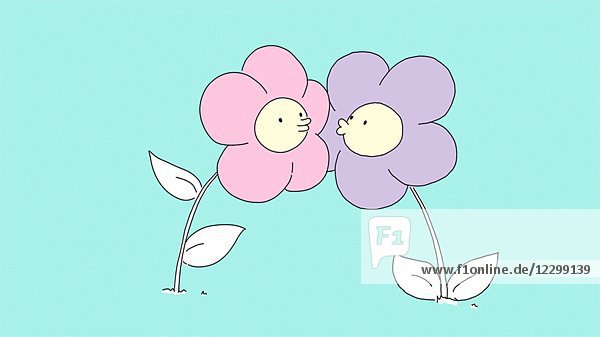 Zwei Blumen küssen Animation
