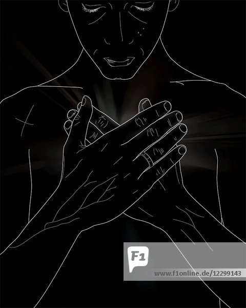 Junge mit gekreuzten Händen auf der Brust Animation