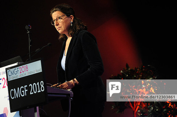Agnès Buzyn  französische Ministerin für Solidarität und Gesundheit  auf dem Allgemeinen Medizinischen Kongress in Frankreich (CMGF 2018).