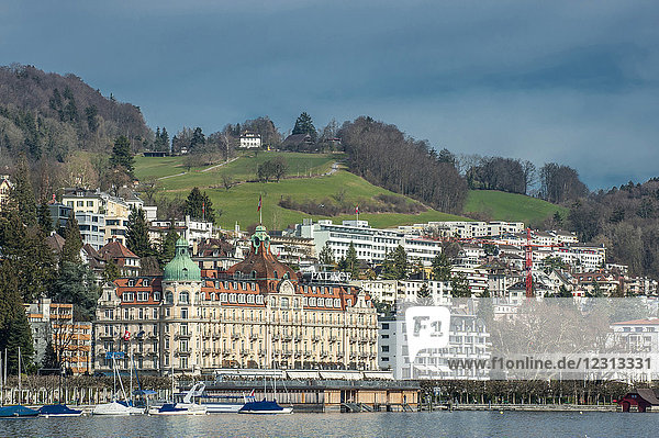 Schweiz,  Luzern,  Palace Hotel und Vierwaldstättersee