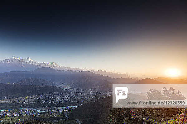 Sunrise from Sarangkot Pokhara Nepal Himalayas Asia