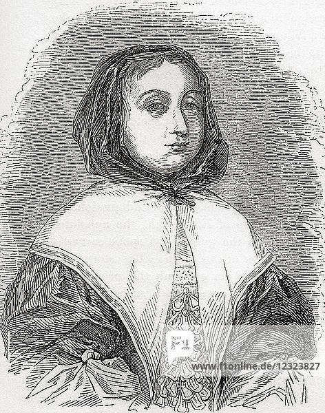 Elizabeth Cromwell  geborene Bourchier  1598-1665. Ehefrau von Oliver Cromwell  Lordprotektor von England  Schottland und Irland. Aus Old England: A Pictorial Museum  veröffentlicht 1847.