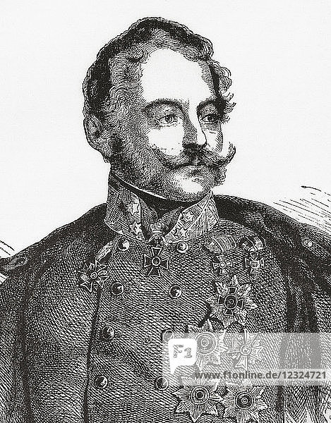 Count Ferenc Gyulay de Marosnémethi et Nádaska  1799 – 1868  aka Ferencz Gyulai  Ferencz Gyulaj  or Franz Gyulai. Hungarian nobleman who served as Austrian Governor of Lombardy-Venetia. From Ward and Lock's Illustrated History of the World  published c.1882.