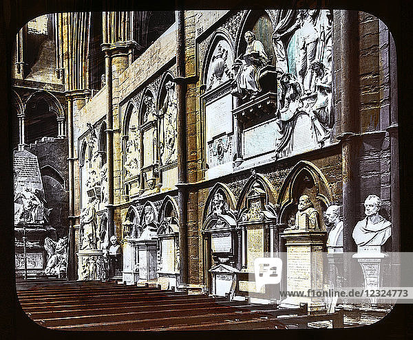 Dia mit Laterna Magica um 1900 handkolorierte Ansichten von London  England in der viktorianischen Zeit Dia 44 Poets Corner Westminster Abbey