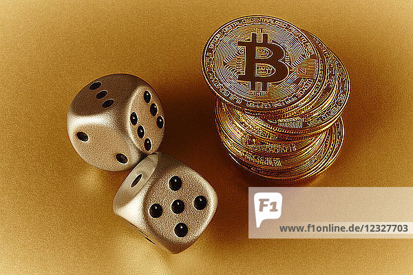 Golden Bitcoins and dice