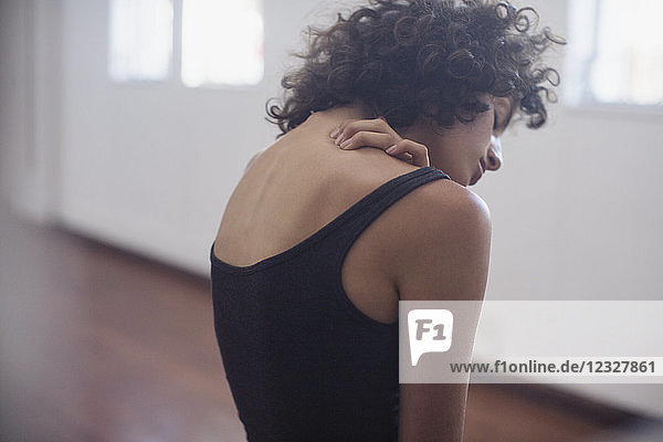 Sensual young female dancer in dance studio