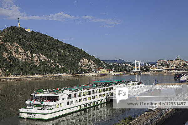 Ungarn  Budapest  Donau  Kreuzfahrtschiff  Berg Gellert